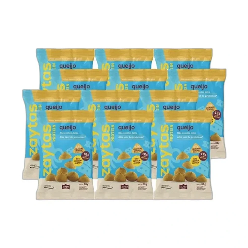 Biscoito Zaya Protein Queijo 12x35g, 12 × 35 g — embalagem
