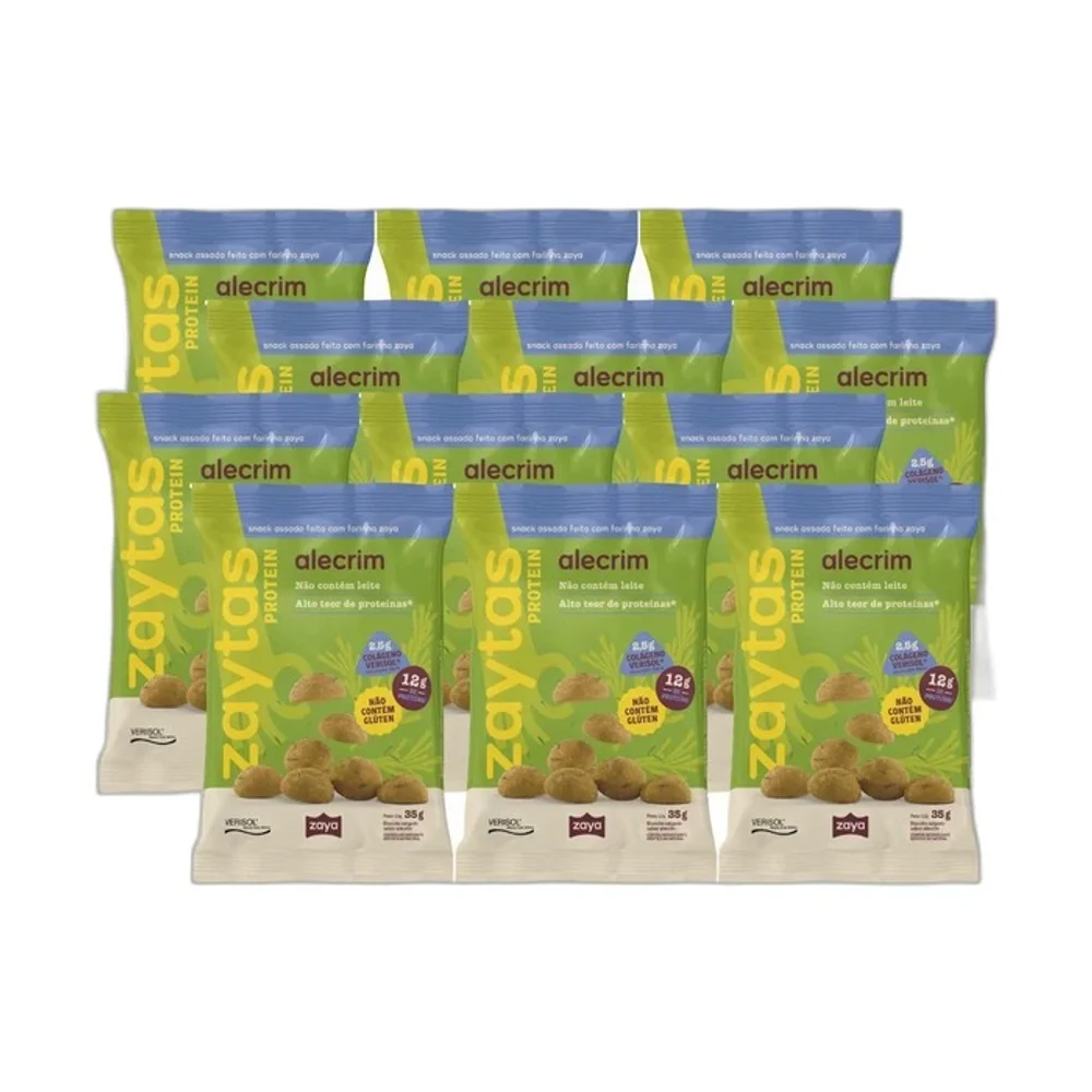 Biscoito Zaya Protein Alecrim, 12 × 35 g — embalagem