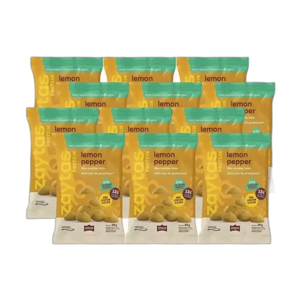 Biscoito Zaya Protein Lemon Pepper 12x35g, 12 × 35 g — embalagem