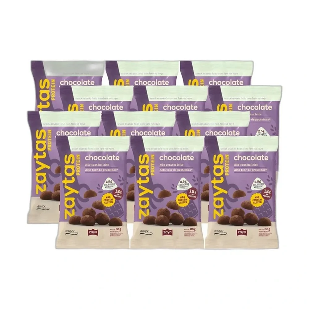 Biscoito Zaya Protein chocolate, 12 × 35 g — embalagem