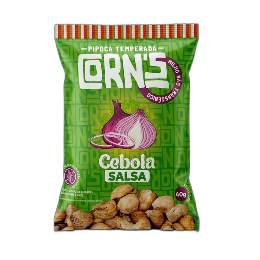 Pipoca Temperada Corns Cebola e Salsa, 40 g — embalagem