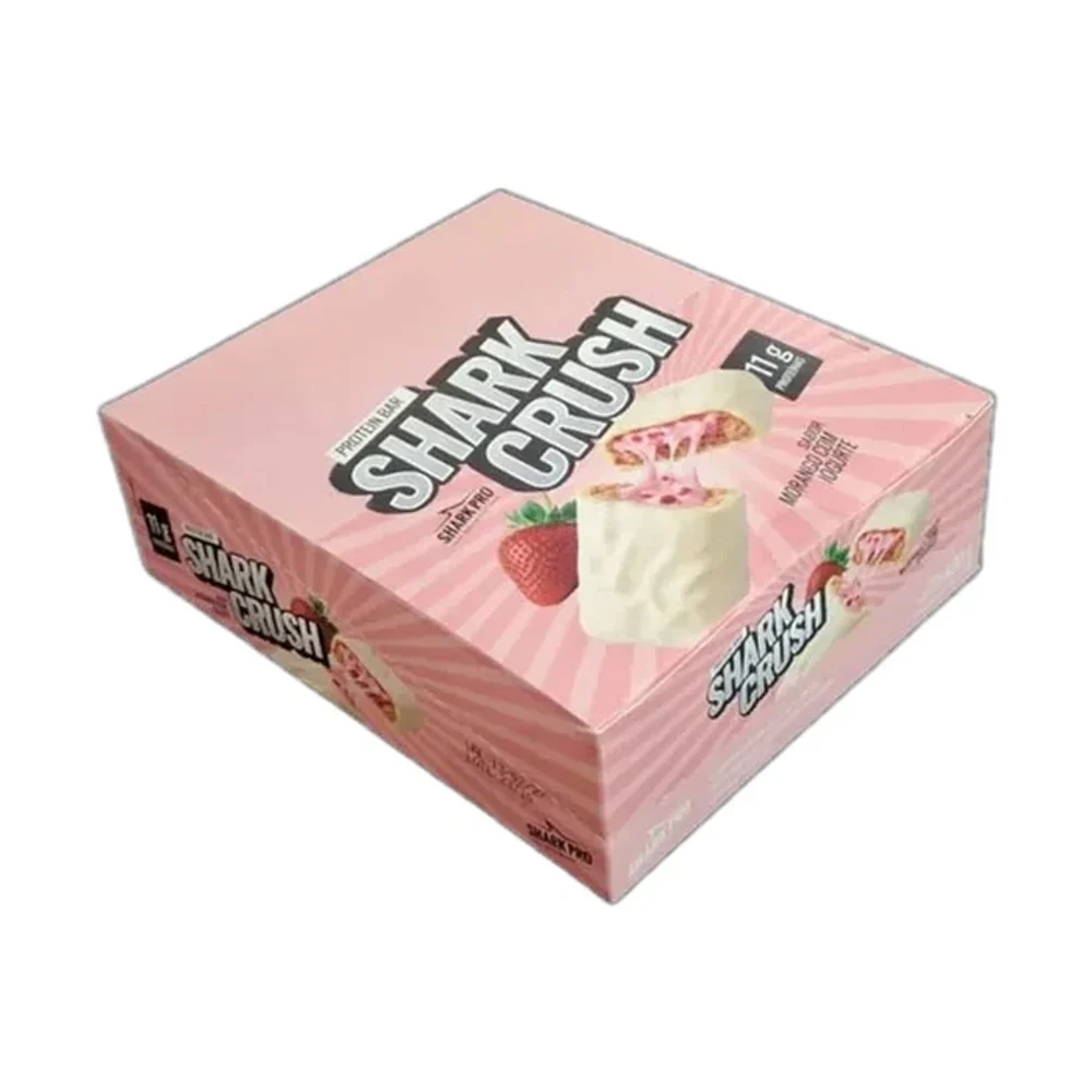 Shark Crush morango com Iogurte 12x40g Shark Pro, 12 × 40 g — embalagem
