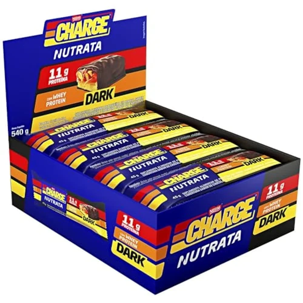 Barra Proteica Nutrata Charge Dark Display 12 × 45 g — embalagem