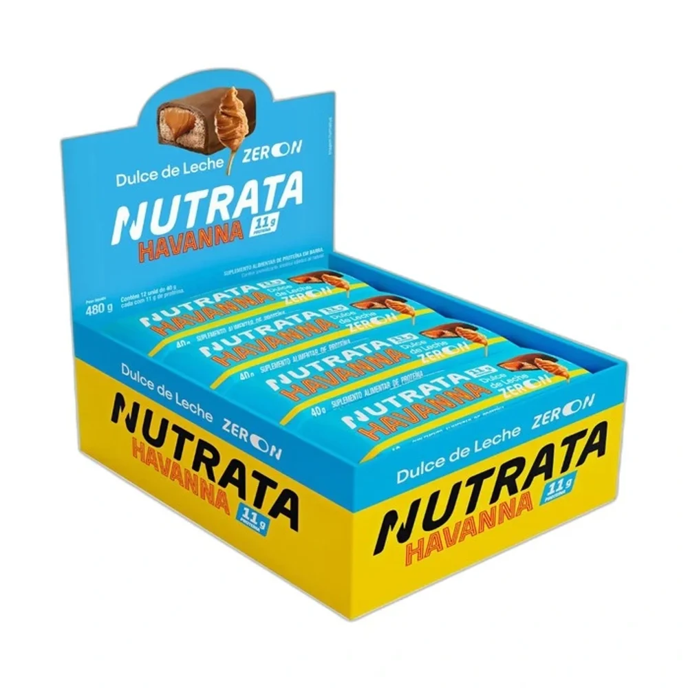 Barra Proteica Nutrata Havana Zero Grego Bar doce de leite, 12 × 40 g — embalagem