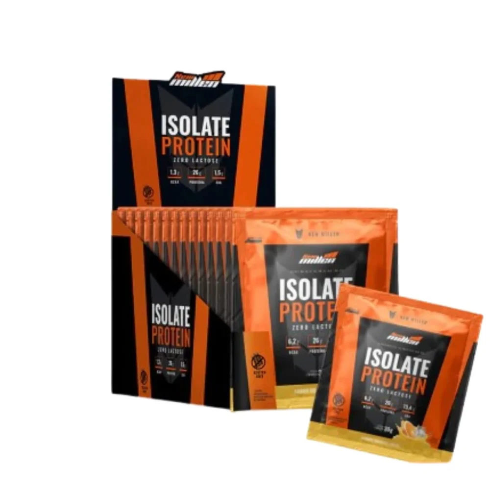 Isolate Protein Orange Juice New Millen 15 × 30 g — embalagem