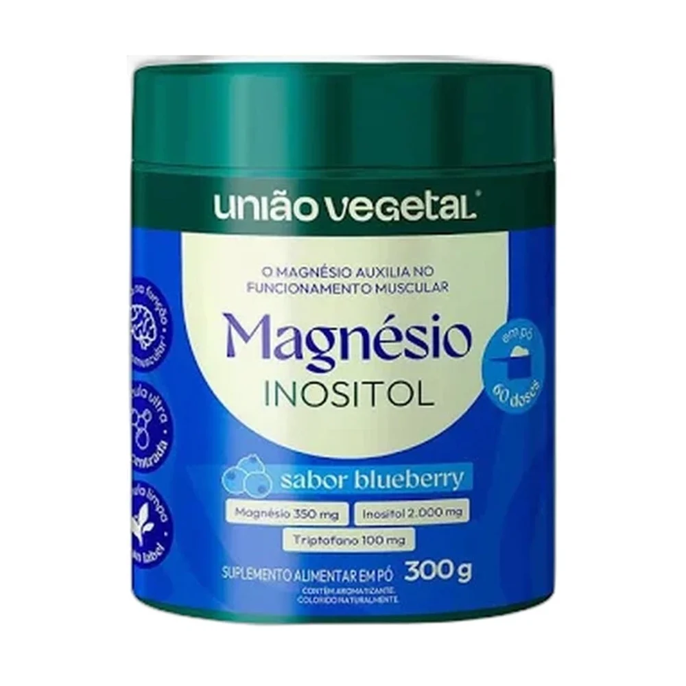 Magnésio inositol 300 g Blueberry União Vegetal — embalagem