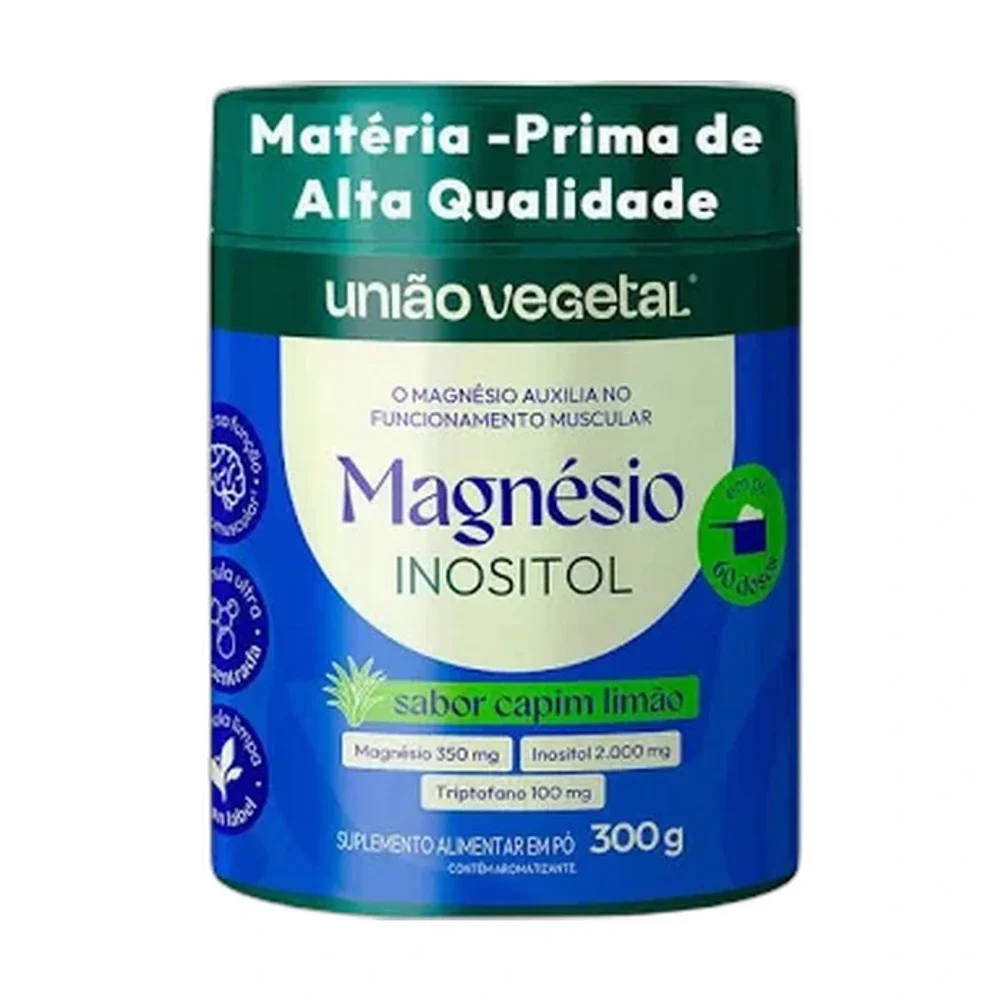 Magnésio inositol 300 g Capim e limão União Vegetal — embalagem
