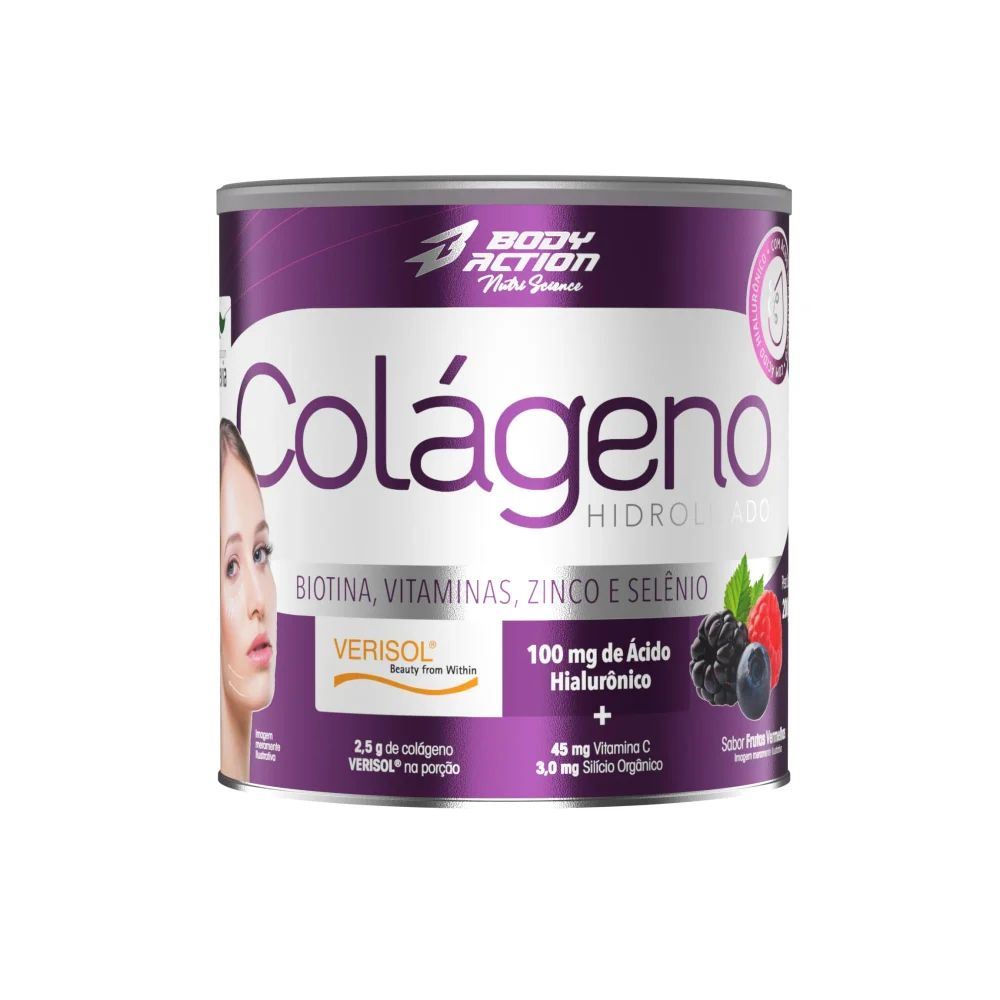 Colágeno Verisol com Ácido Hialurônico Body Action Frutas Vermelhas 200 g — embalagem