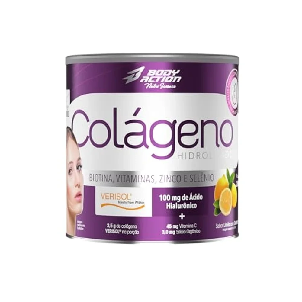 Colágeno Verisol com Ácido Hialurônico Body Action Limão e Clorofila 200 g — embalagem