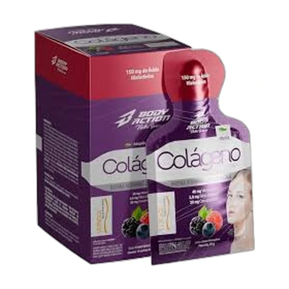 Bodyaction colágeno Gel Verisol frutas vermelhas, 10 × 25 g — embalagem