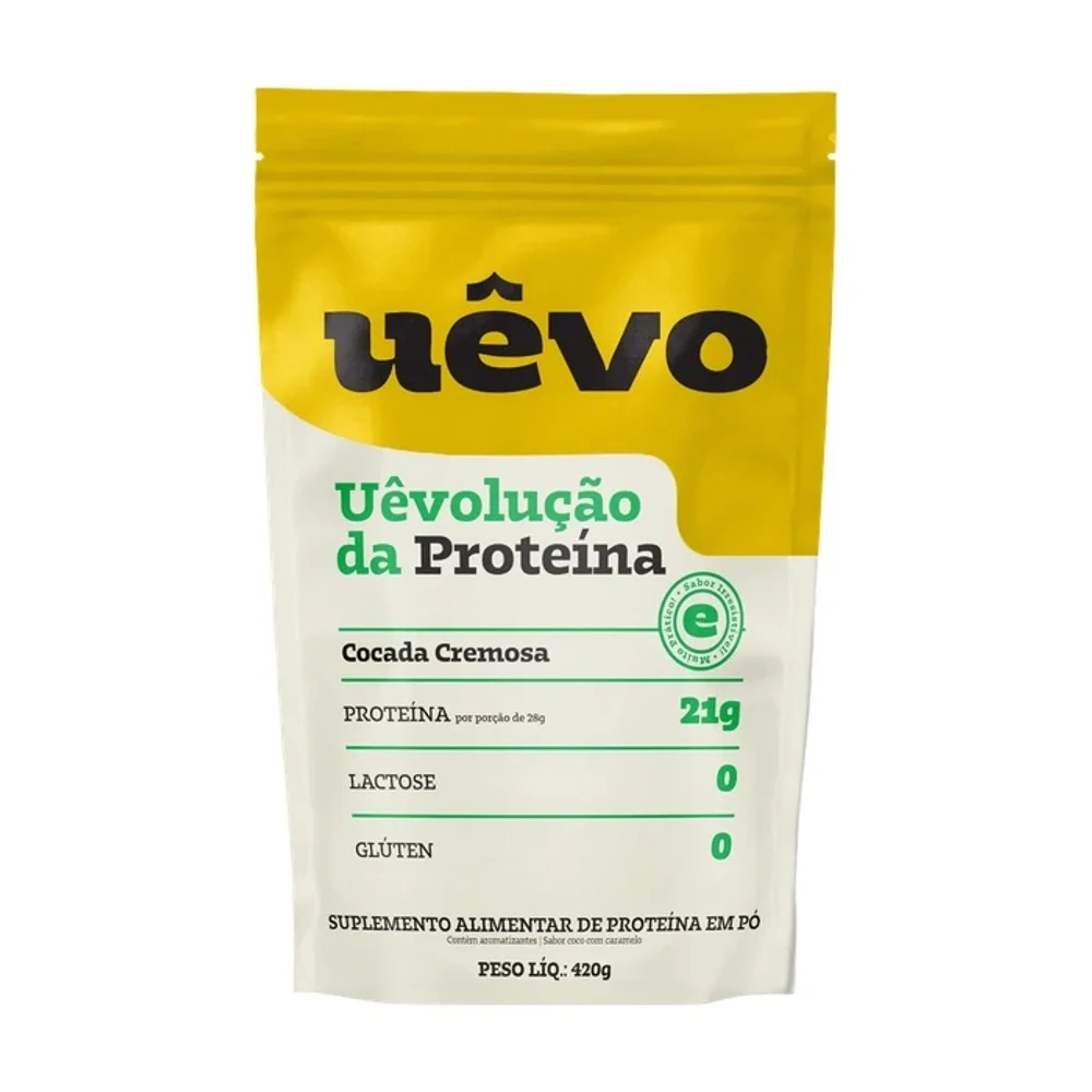 UÊVO proteína em pó Cocada 420 g — embalagem