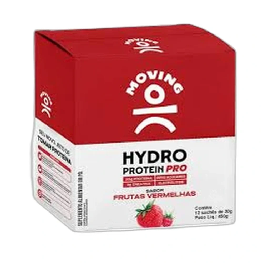Moving Hydro Protein sachê frutas vermelhas 12x30g, 12 × 30 g — embalagem
