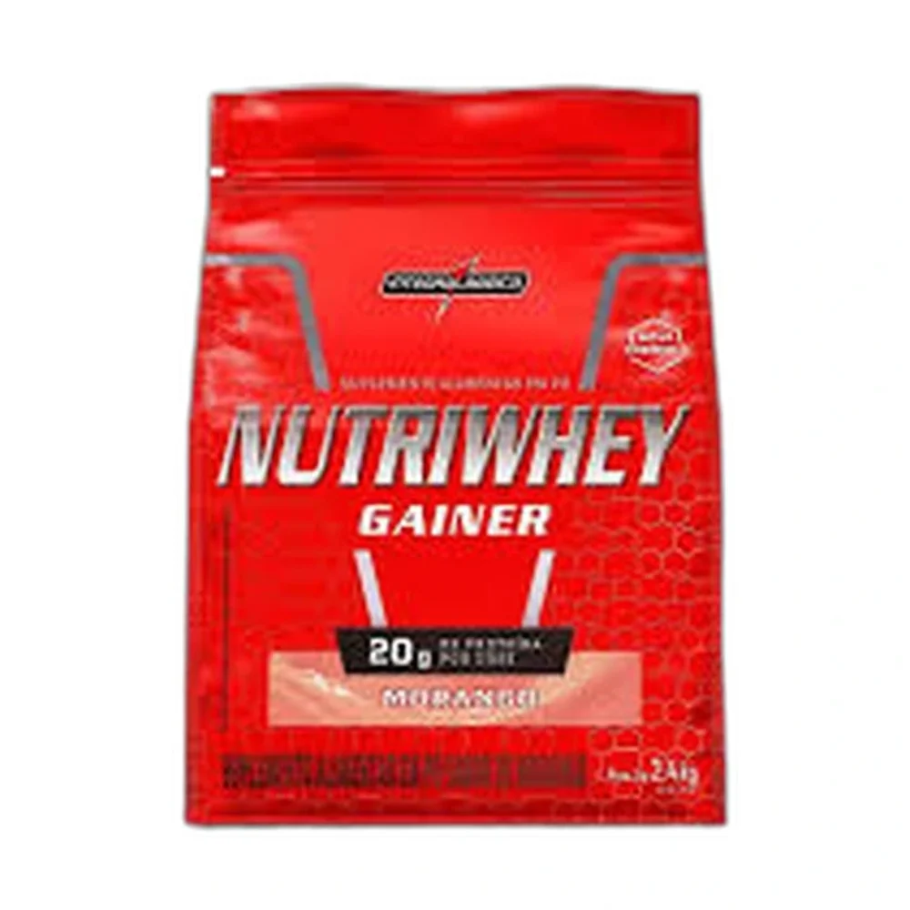 Nutri Whey morango Gainer 1,2 kg Integralmédica — embalagem