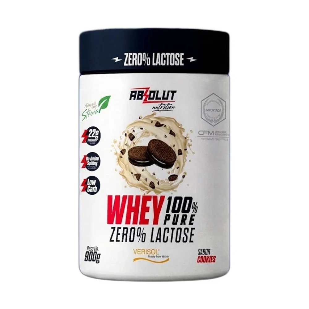 Absolut Whey 100% Zero Lactose Cookies Absolut Nutrition, 900 g — embalagem
