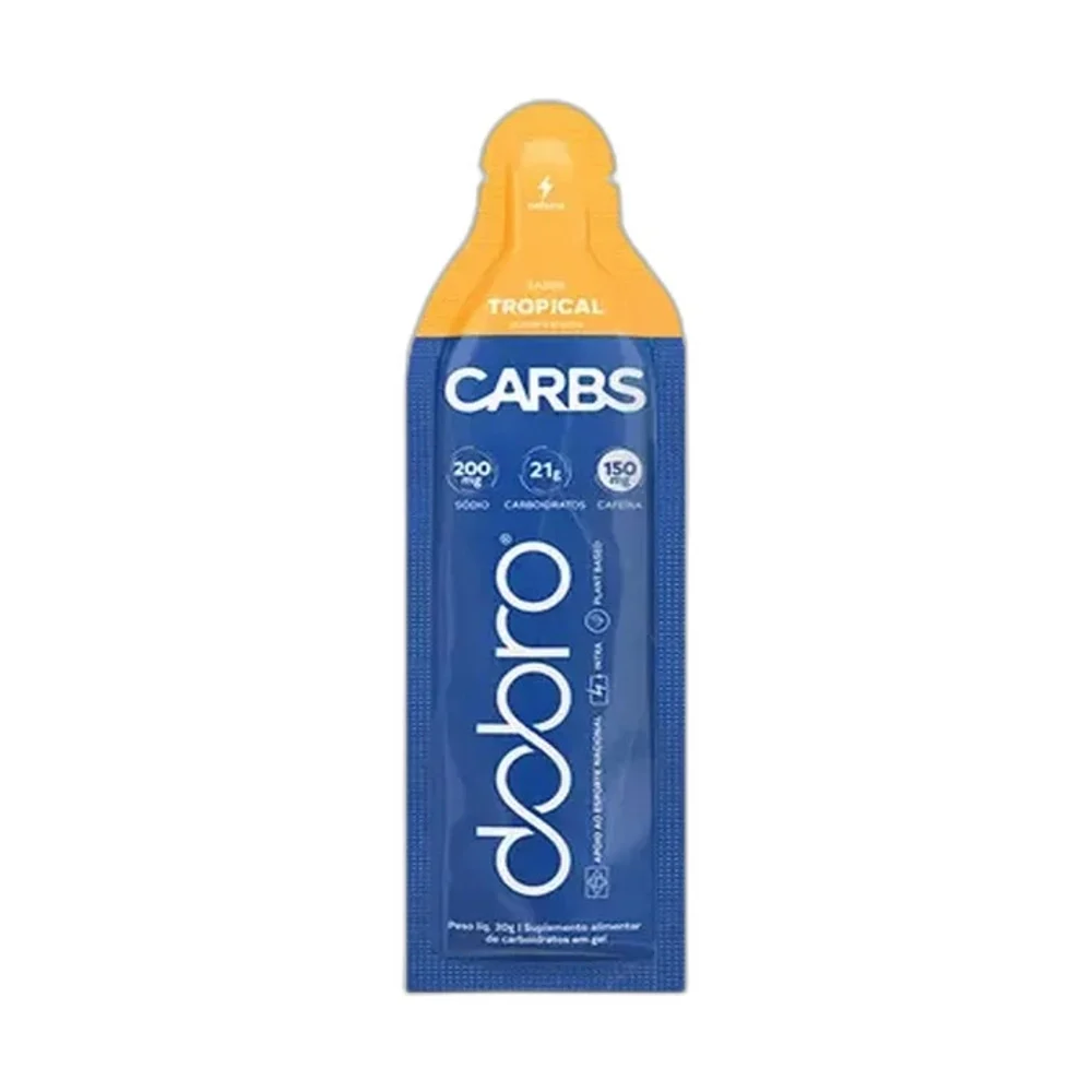 Dobro Carbs Gel Tropical com cafeína, 30 g — embalagem