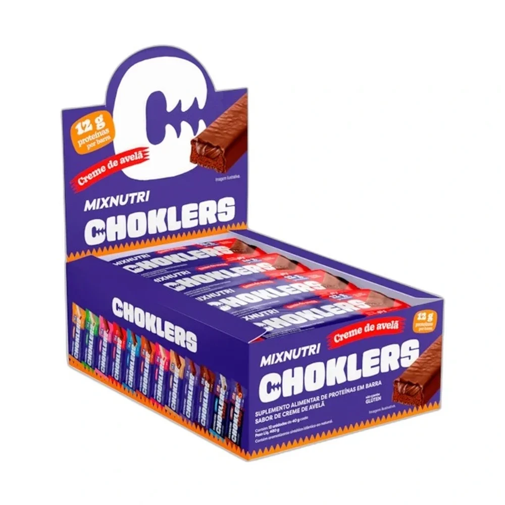 Mix Nutri Choklers creme de avelã 12x40g, 12 × 40 g — embalagem