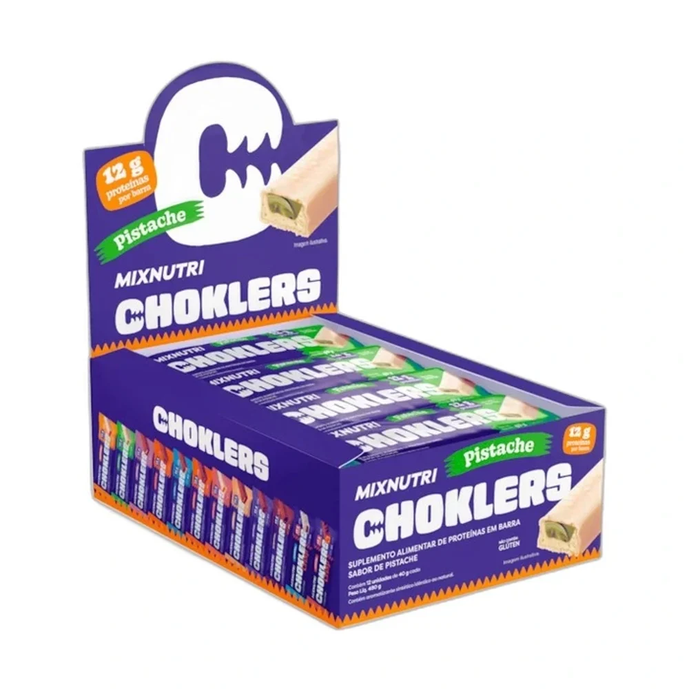 Mix Nutri Choklers Pistache 12x40g, 12 × 40 g — embalagem