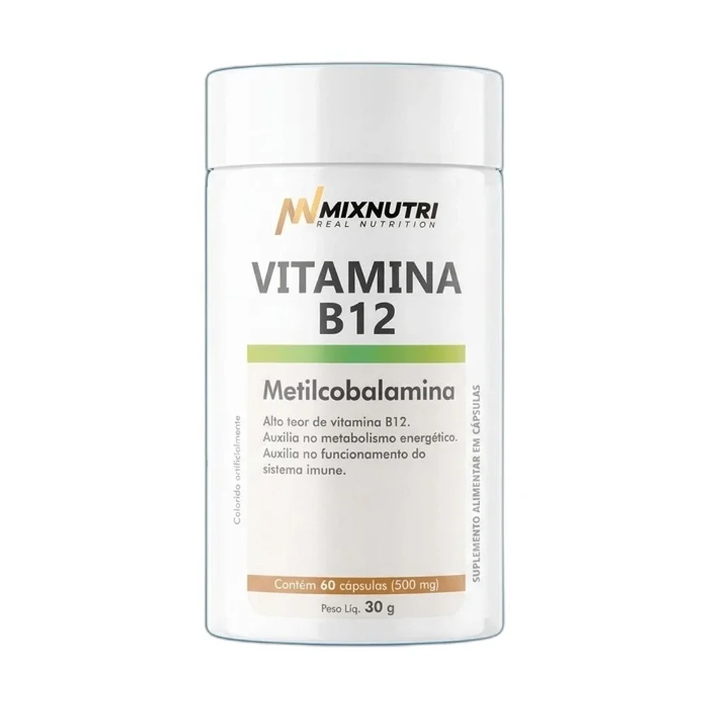 Mix Nutri vitamina B12 (Metilcobalamina) 60 Cápsulas — embalagem