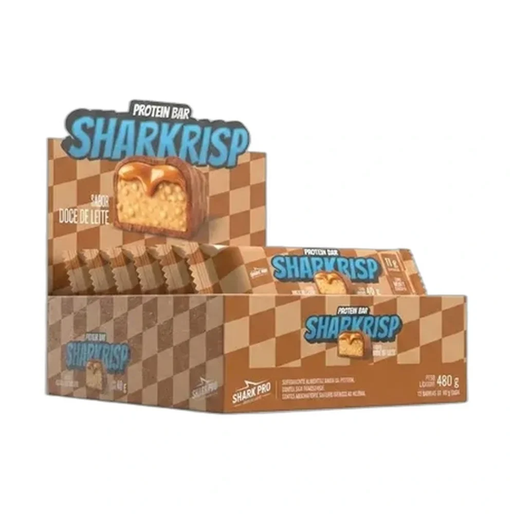 Sharkrisp doce de leite 12x40g Shark Pro, 12 × 40 g — embalagem