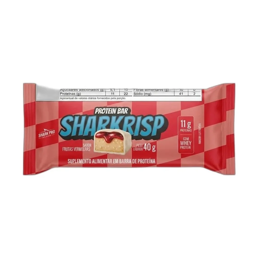Sharkrisp frutas vermelhas 40 g Shark Pro — embalagem