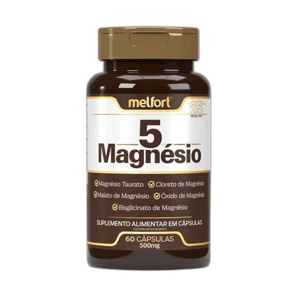 Meltfort 5 magnésio 500 mg 60 Cápsulas Melfort — embalagem