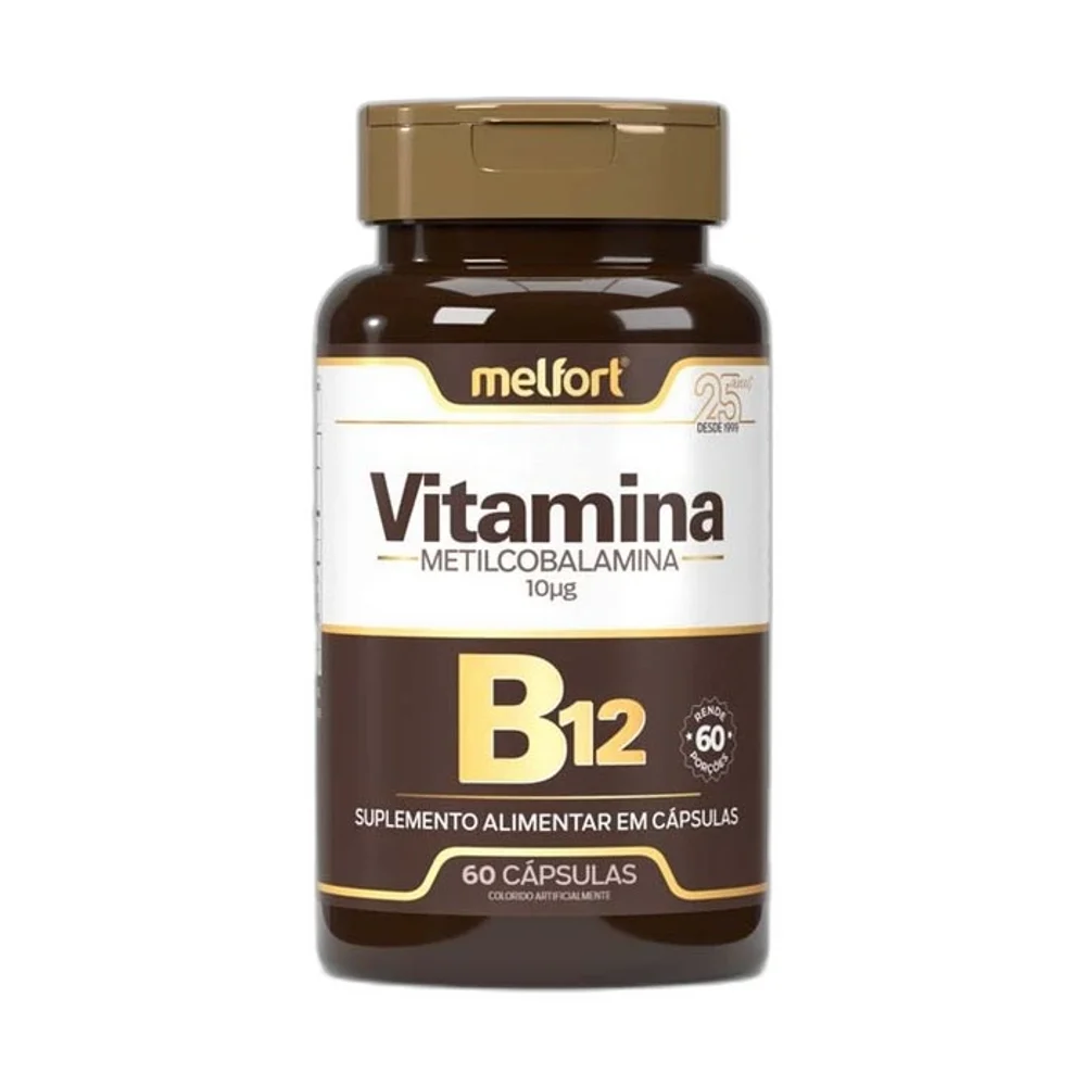 Melfort vitamina B12 + Metilcobalamina, 60 Cápsulas — embalagem