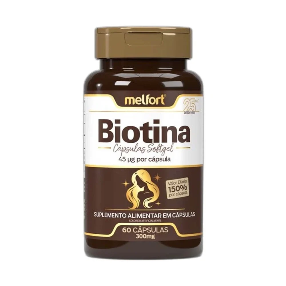 Biotina Softgel Melfort 60 cápsulas — embalagem