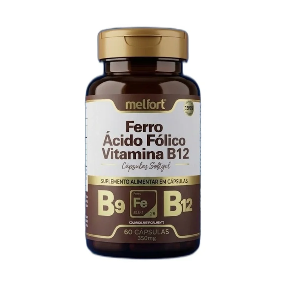 Meltfort Ferro ácido fólico+vitamina B12 Melfort, 60 cápsulas — embalagem