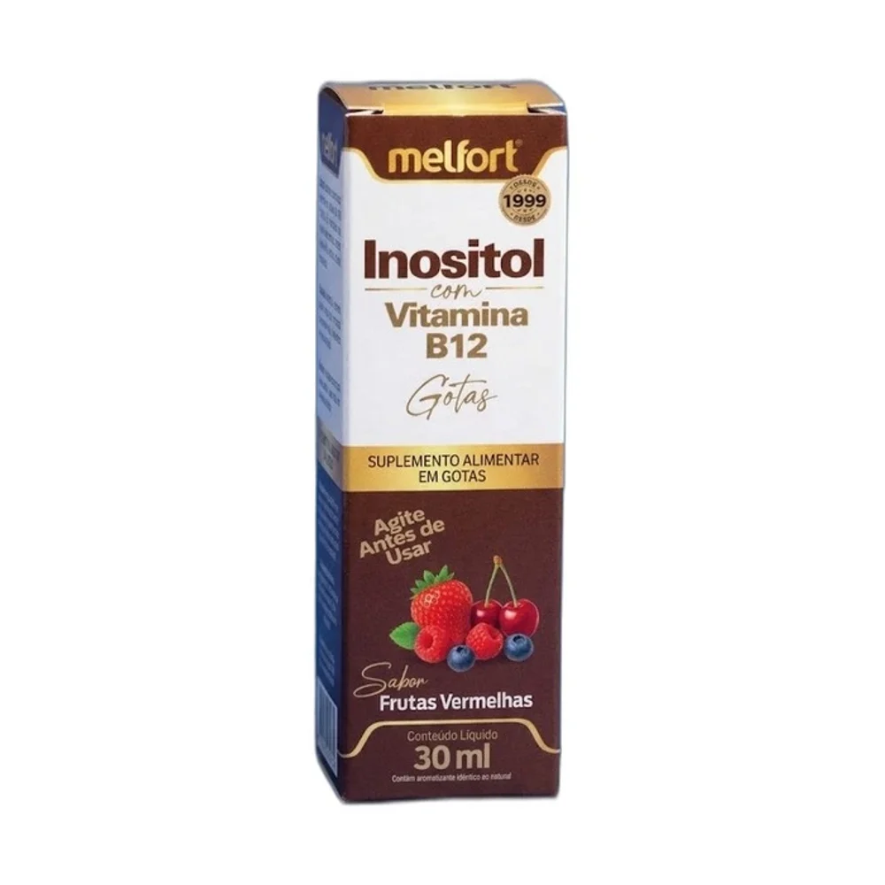 Meltfort inositol+vitamina B12 frutas vermelhas 30 ml Melfort — embalagem