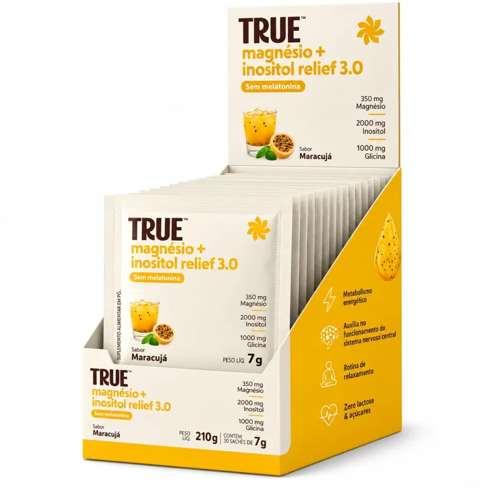 True Mag Inositol Relief 3.0 sem Melatonina Maracujá 30 × 7 g — embalagem