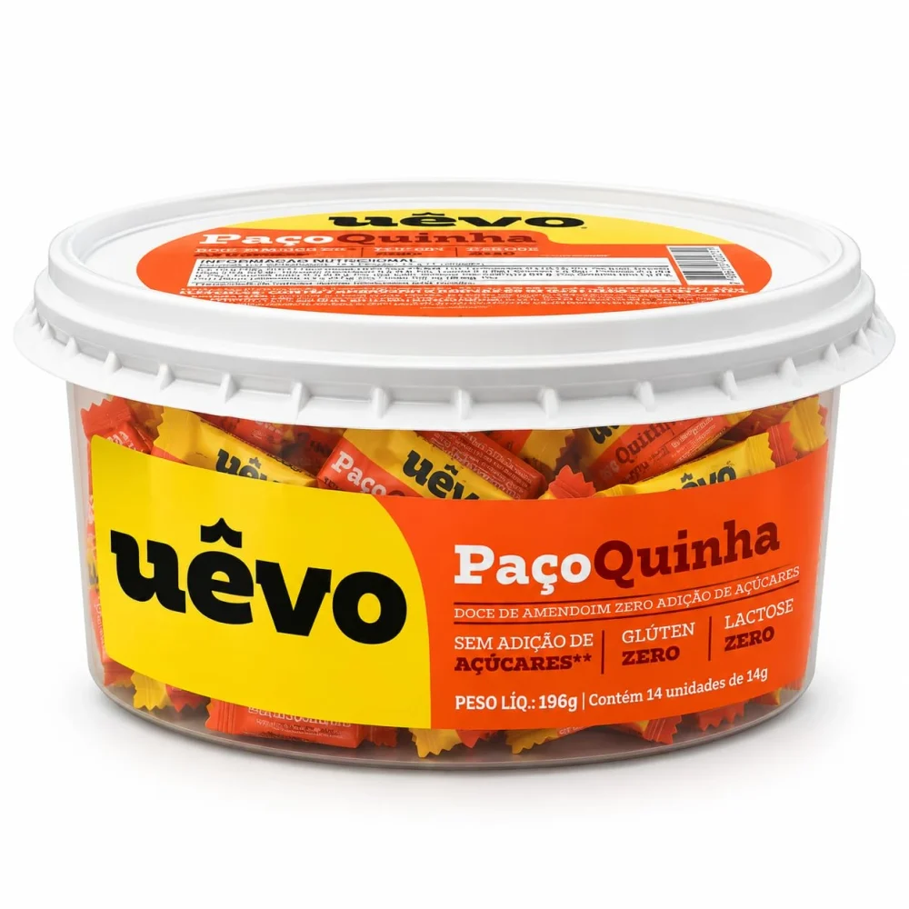 Paçoca com Proteína UÊVO 14 × 14 g — embalagem