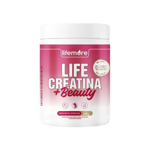 Pote Life Creatina + Beauty LifeMore sabor Frutas Vermelhas, 240 g