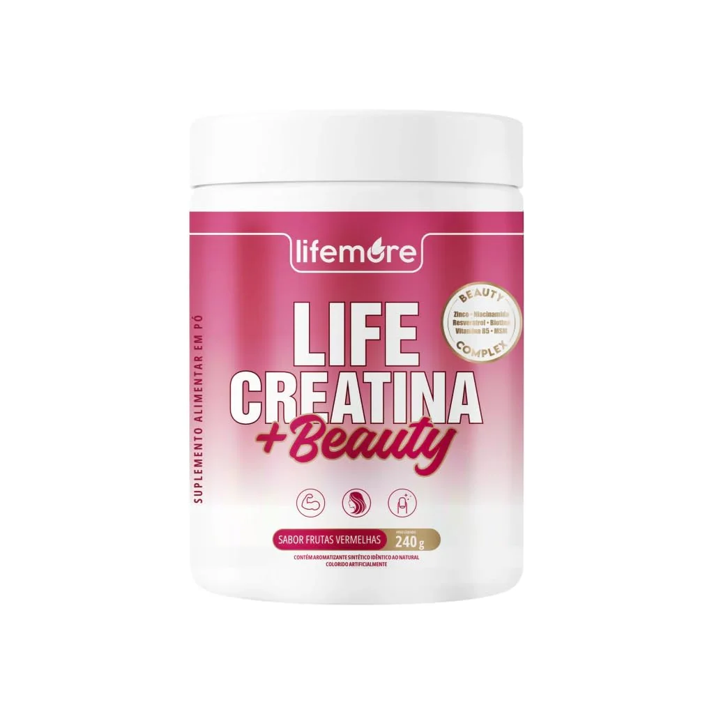 Pote Life Creatina + Beauty LifeMore sabor Frutas Vermelhas, 240 g