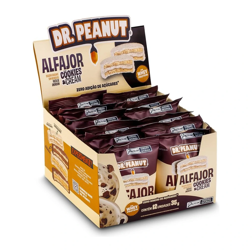 Alfajor Cookies & Cream — caixa com 12 unidades de 35 g