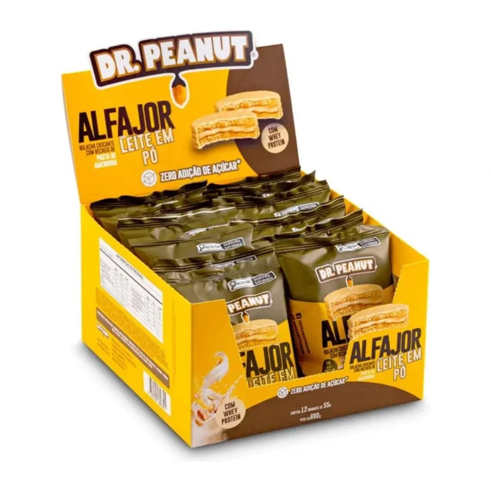 Alfajor Leite em Pó — caixa com 12 unidades de 35 g