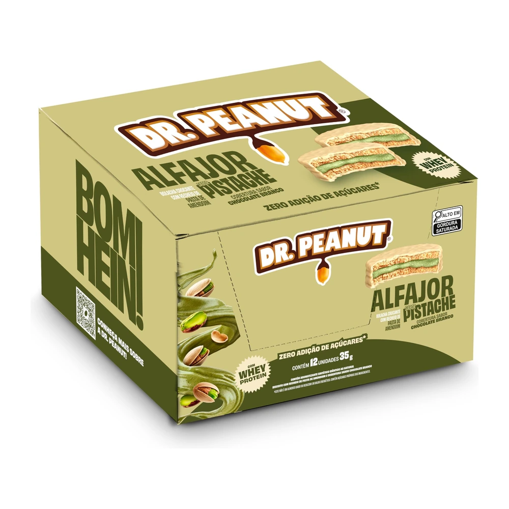 Alfajor Pistache — caixa com 12 unidades de 35 g