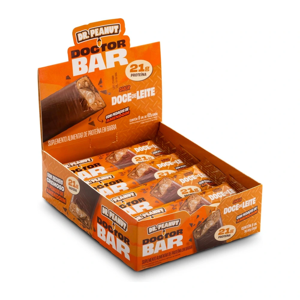 Doctor Bar Doce de Leite — caixa com 8 unidades de 62 g