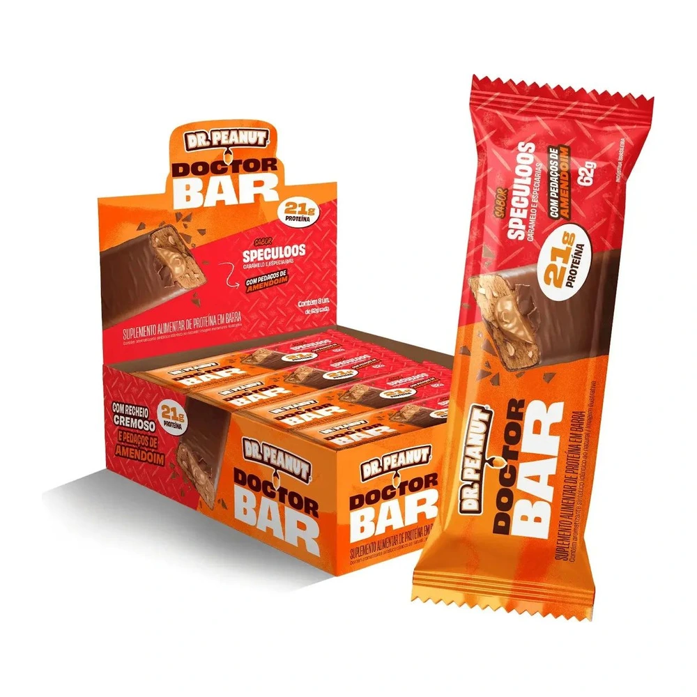 Doctor Bar Speculoos — caixa com 8 unidades de 62 g