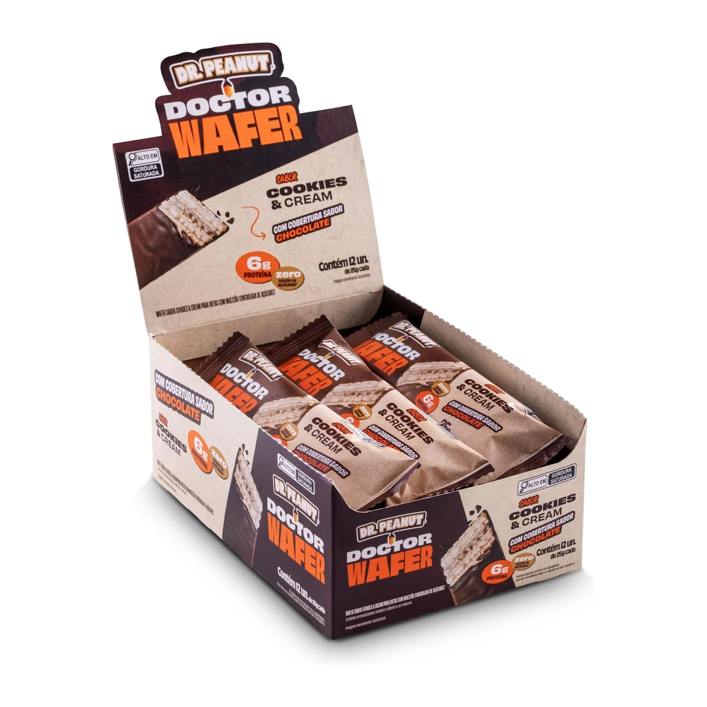 Doctor Wafer Cookies & Cream — caixa com 12 unidades de 25 g