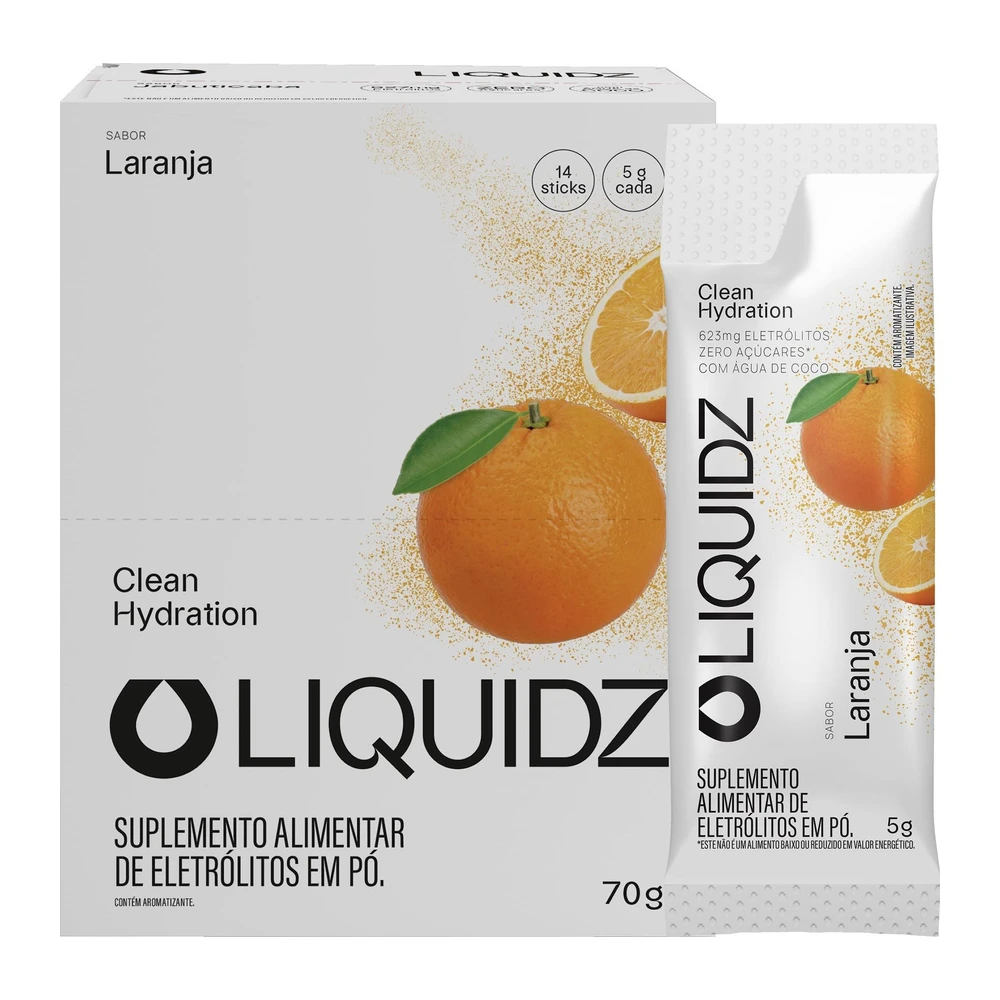 Liquidz Laranja, 14 sachês de 5 g — embalagem