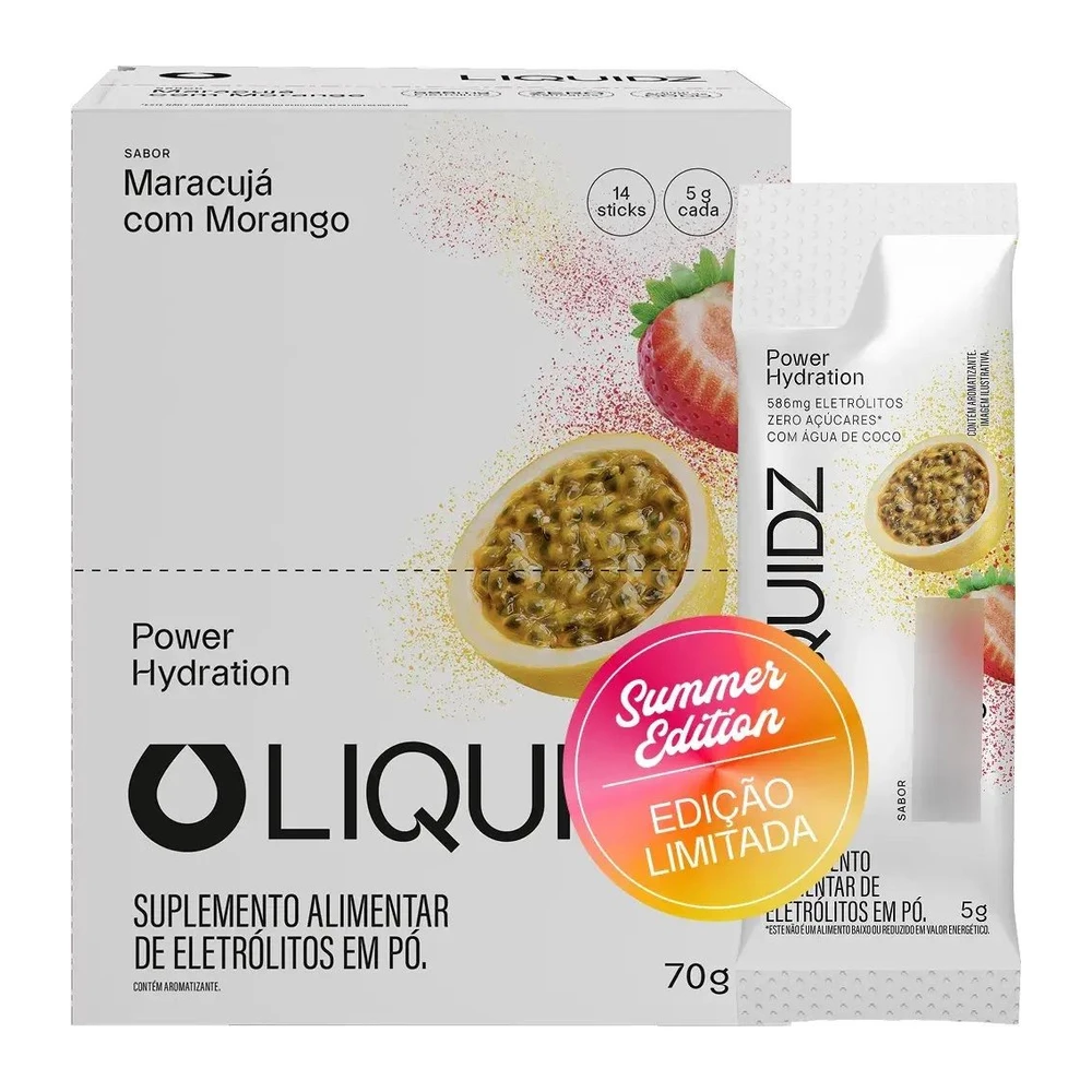 Liquidz Maracujá com Morango, 14 sachês de 5 g — embalagem