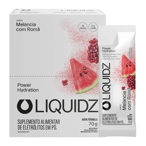 Liquidz Melancia com Romã, 14 sachês de 5 g — embalagem