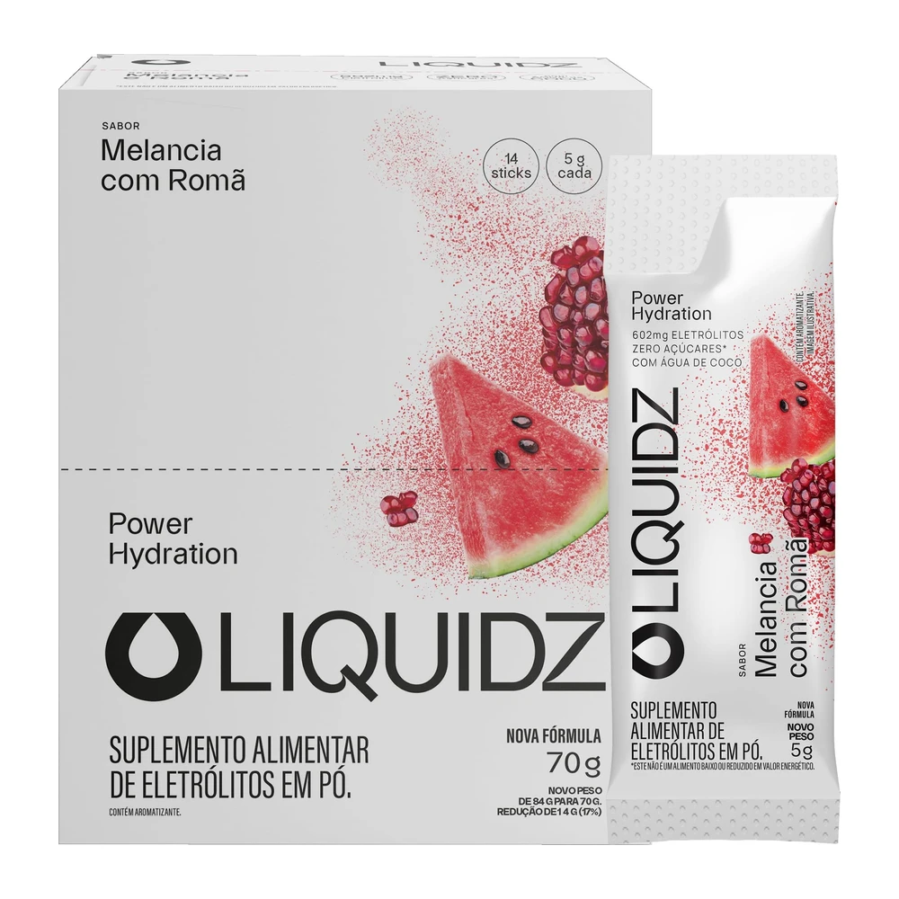Liquidz Melancia com Romã, 14 sachês de 5 g — embalagem