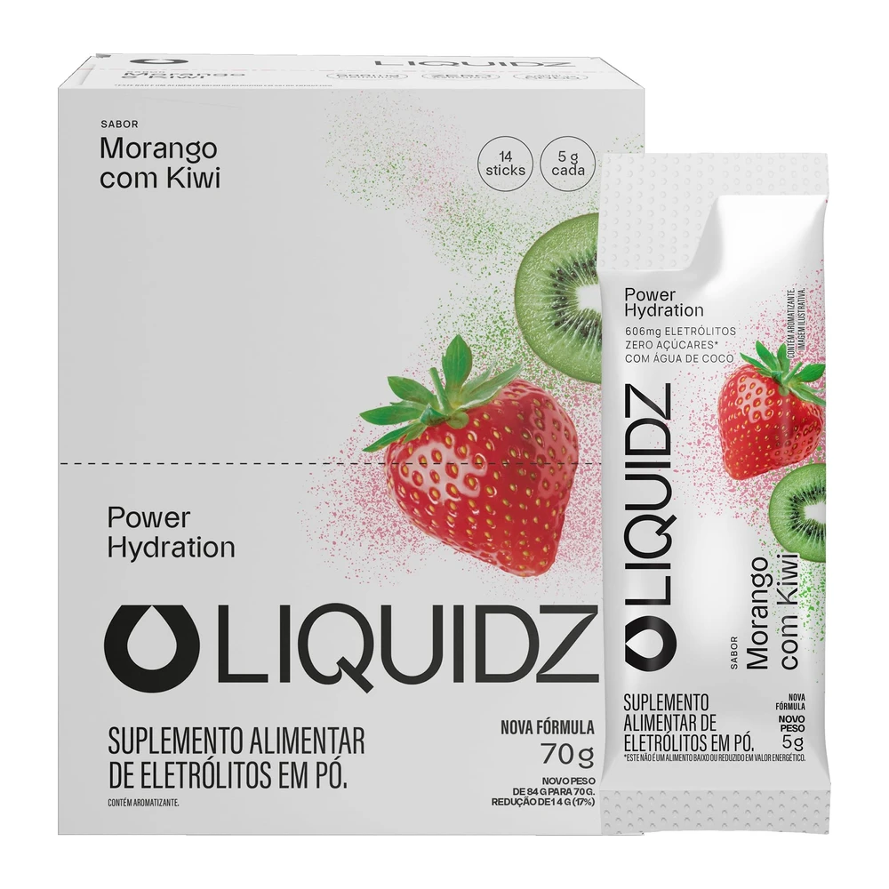 Liquidz Morango com Kiwi, 14 sachês de 5 g — embalagem