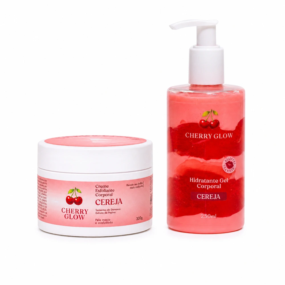 Kit Cereja Hidratante + Esfoliante Cherry Glow, 250 ml + 300 g